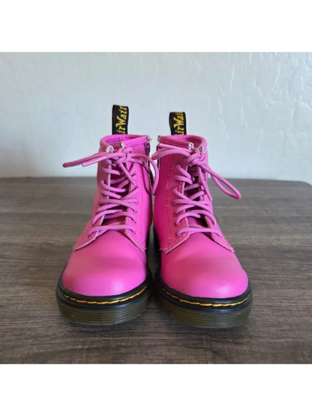 Dr. Martens Kids 1460 Combat Ankle Boots Thrift Pink Toddlers 7 Lace-Up Side Zip